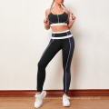 Lightweight Ladies Fitness Wear Back Cross-Criss Padded Sports Set Legging Bra Contrast Color Summer Yoga Sets